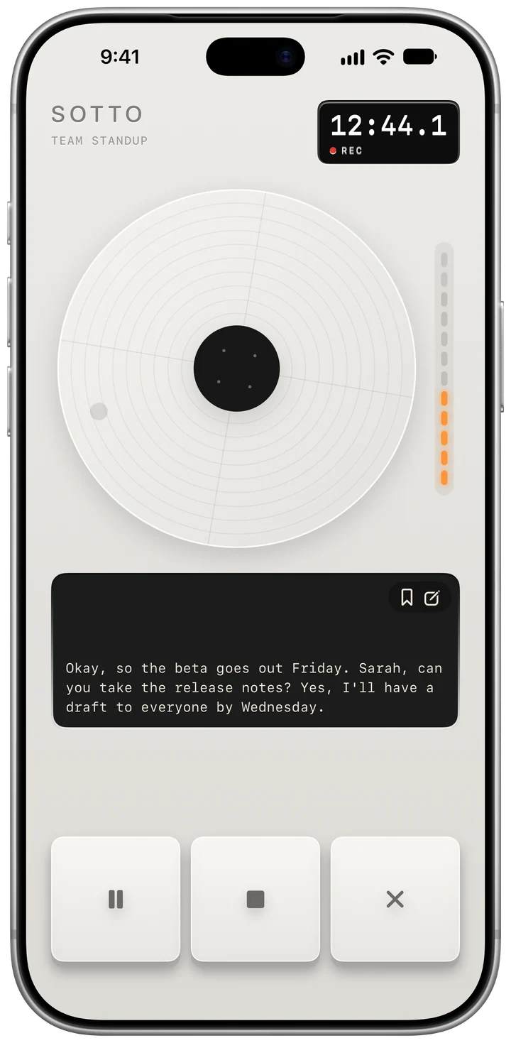 The recorder, transcribing a meeting as it happens